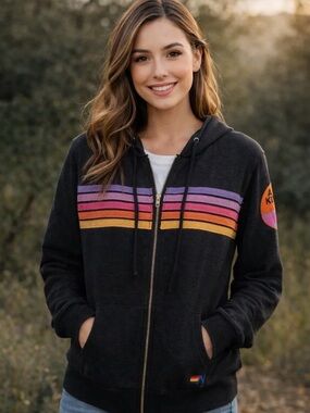 RARE Aviator Nation Zip Up Hoodie/Animal Kingdom